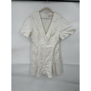 Keepsake Dress Women 10 Ivory Magnetic Ruffle Linen Blend Summer Mini MSRP:$170